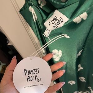 Princess Polly Green Satin Dress Size 6